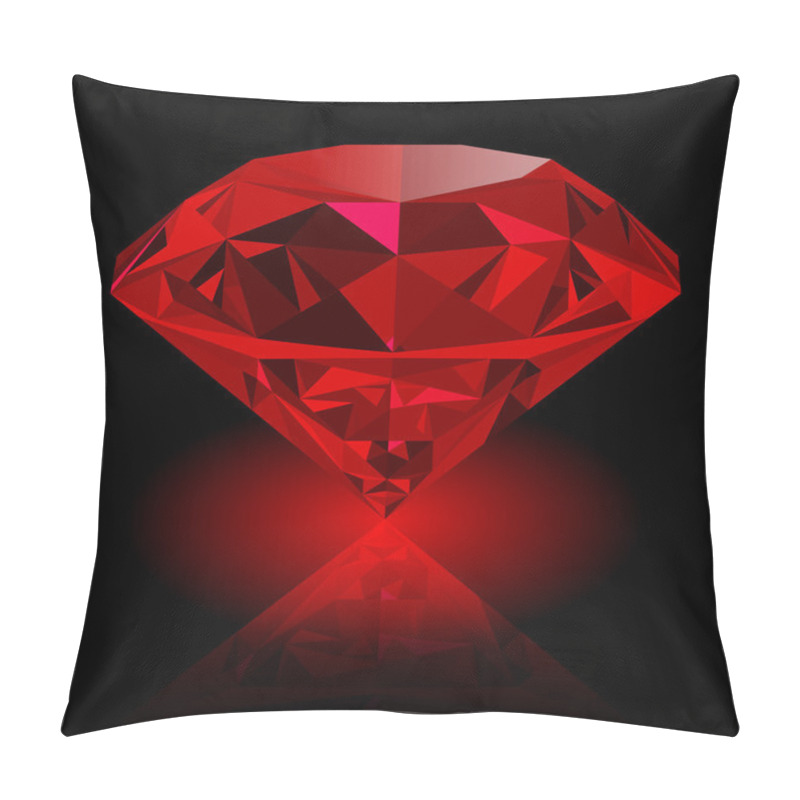 Personality  Realistic Red Ruby Isolated On Black Background Pillow Covers