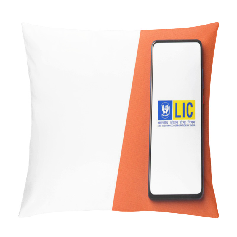 Personality  Assam, India - December 20, 2020 : LIC Logo On Phone Screen Stock Image. Pillow Covers