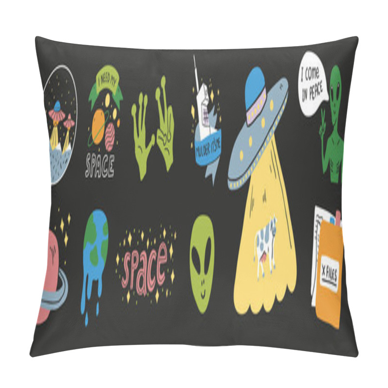 Personality  Set On A Space Theme With Humorous Ufo Signs Pillow Covers