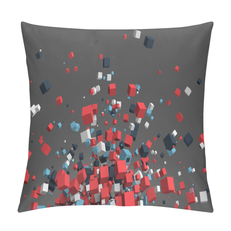 Personality  Abstract 3D Rendering Of Flying Cubes. Pillow Covers