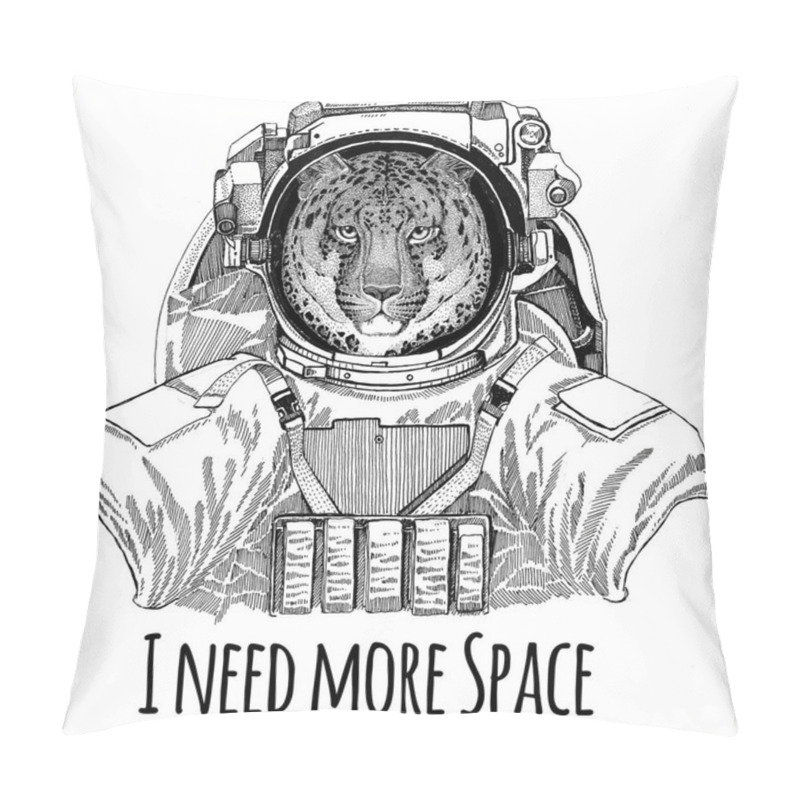 Personality  Wild Cat Leopard Cat-o-mountain Panther Wearing Space Suit Wild Animal Astronaut Spaceman Galaxy Exploration Hand Drawn Illustration For T-shirt Pillow Covers