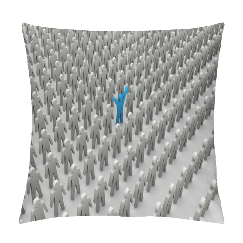 Personality  Unique Person In Crowd. Concept 3D Illustration Pillow Covers