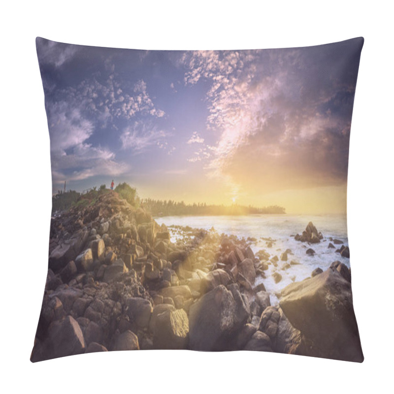 Personality  Tropical Beach With Rocks On Sand Coast Of Ocean Pillow Covers