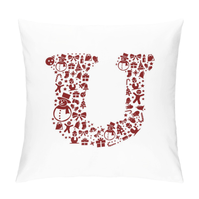 Personality  Christmas Alphabet U On White Background Pillow Covers