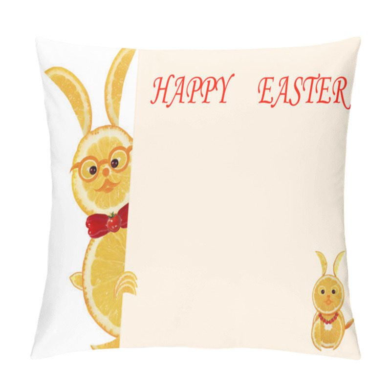 Personality  Creative Food Concept. Little Funny Yellow Rabbits With Text Hap Pillow Covers