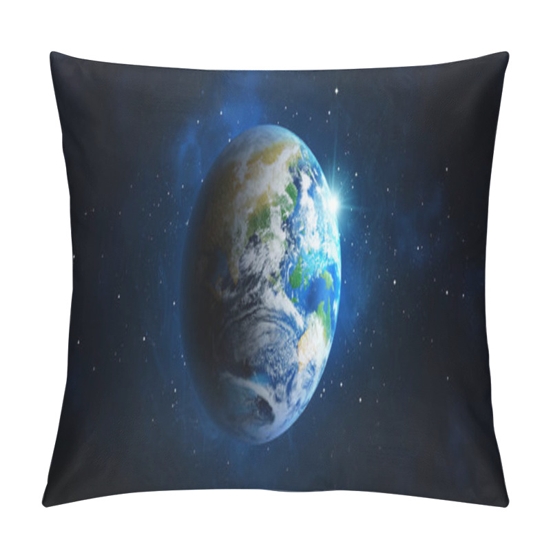 Personality  View Of Earth In Open Space, Illustration. Banner Design Pillow Covers