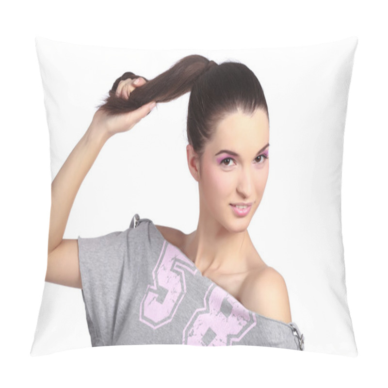 Personality  Sensual Woman With Ponytail Pillow Covers