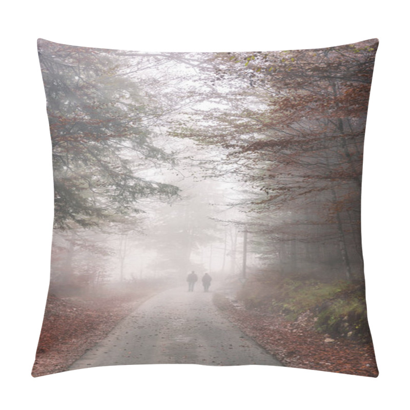 Personality  Road Through Autumn Forest And Mist Pillow Covers