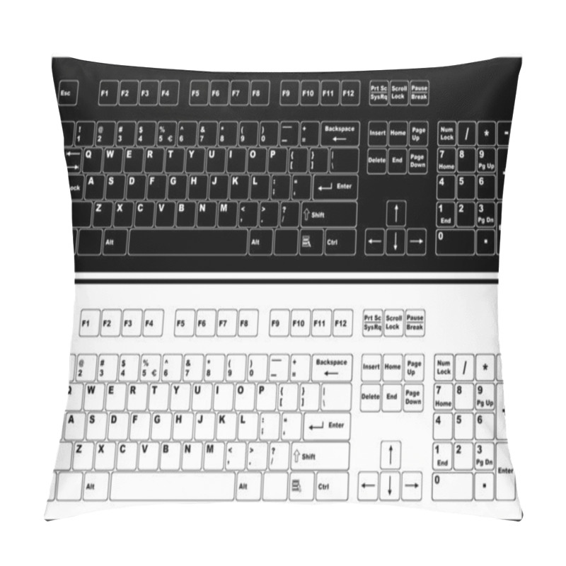 Personality  Black And White Keyboard Pillow Covers