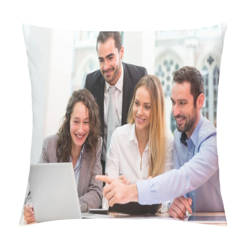 Personality  Group Of Business People Working Together At The Office Pillow Covers