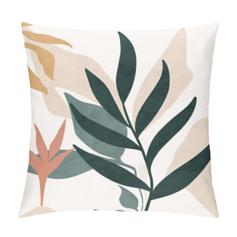 Personality  Organic Geometric Abstract Art, Texture, Geometric Shapes, Beige, Brown, Yellow, Black, Green, Green, Nature, Botanical, Flowers, Leaves, Landscape Pillow Covers