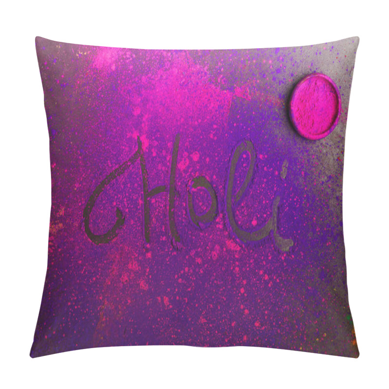 Personality  Top View Of Holi Symbol On Surface With Pink Powder, Hindu Spring Festival Pillow Covers