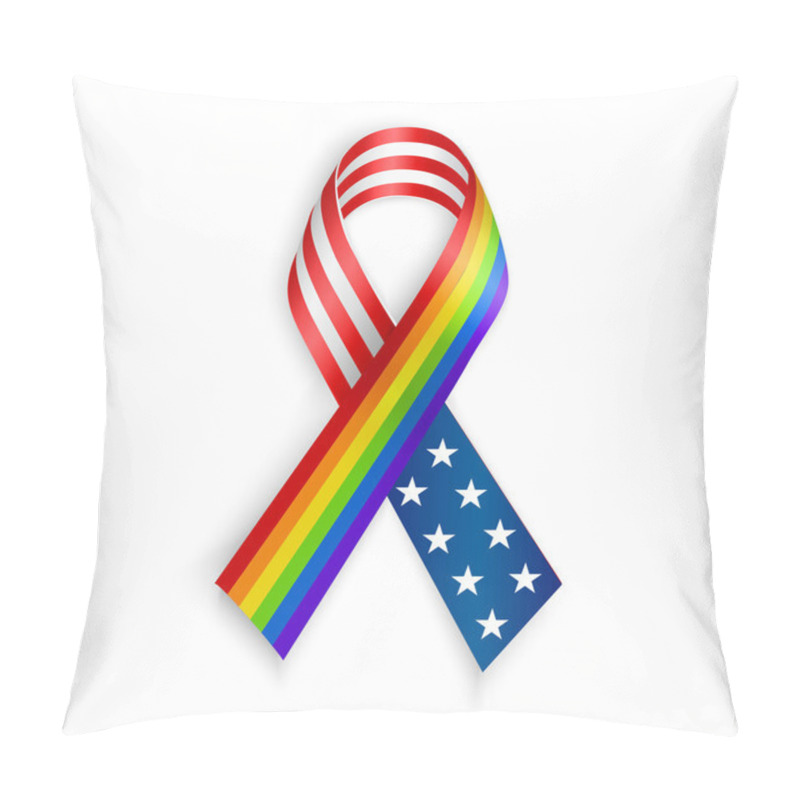 Personality  Rainbow And USA Ribbons. Isolated On White With Transparent Shadow.  Pillow Covers