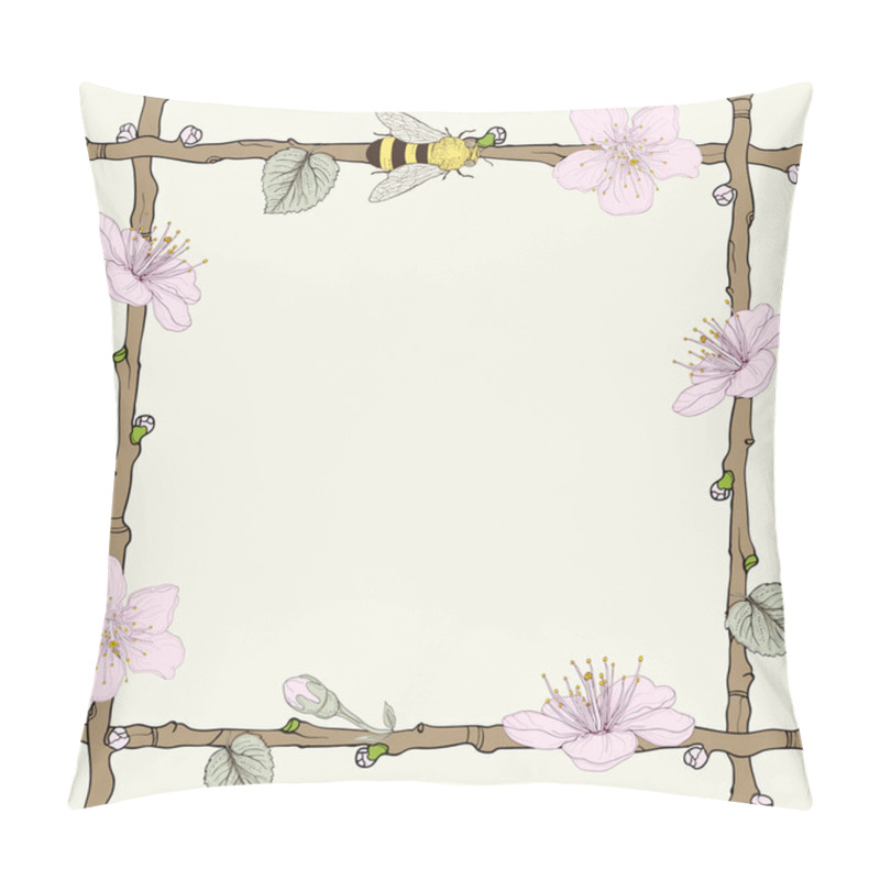 Personality  Twig Frame With Flowers And Bee Pillow Covers