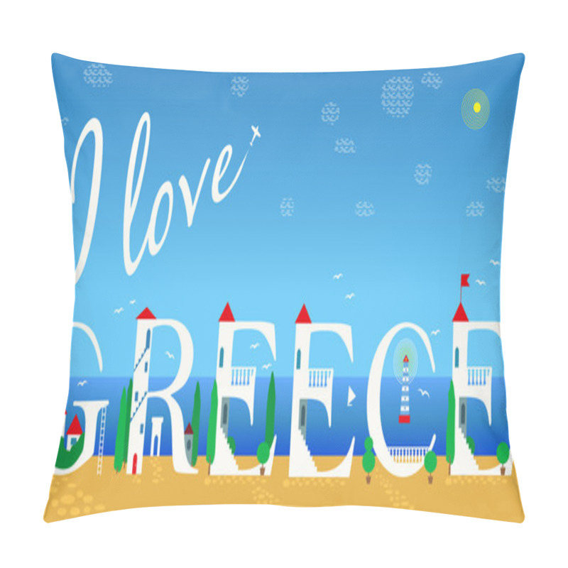 Personality  Inscription I Love Greece. Vector Illustration Pillow Covers