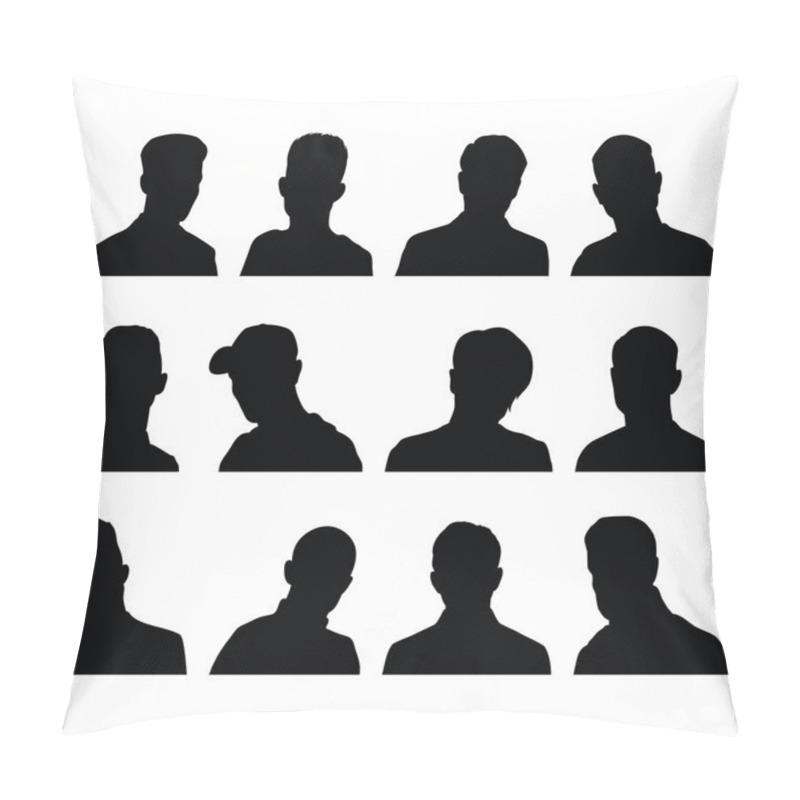 Personality  Set Of Silhouettes Of Men's Heads  Pillow Covers