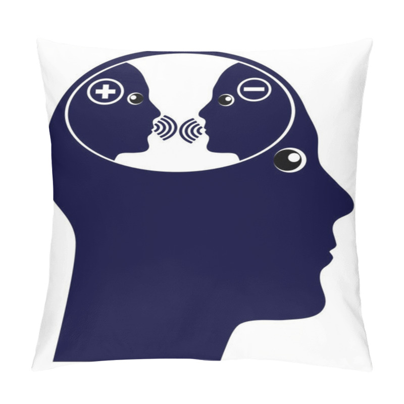 Personality  Self Talk Or Inner Voice. The Internal Chatter In The Brain With Negative And Positive Thoughts Pillow Covers