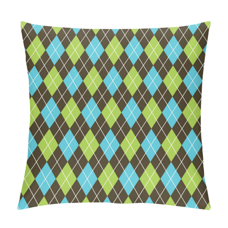 Personality  Seamless Argyle Pattern Background. Grey And White Pattern. Black, Blue And Lime Green Pattern. Pillow Covers