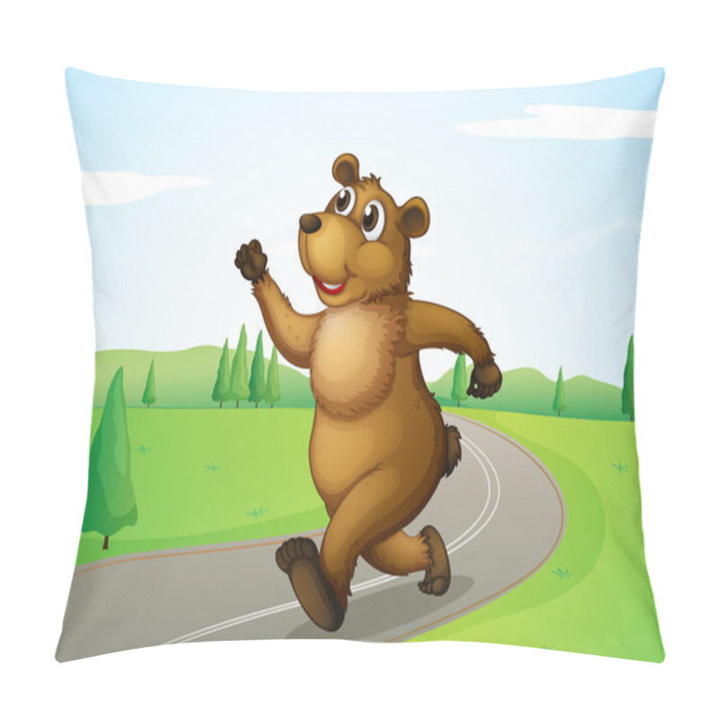 Personality  A Bear Running At The Road Pillow Covers