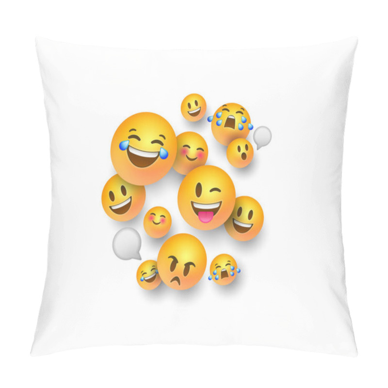 Personality  Funny 3d Emoji Face Icons On White Background Pillow Covers