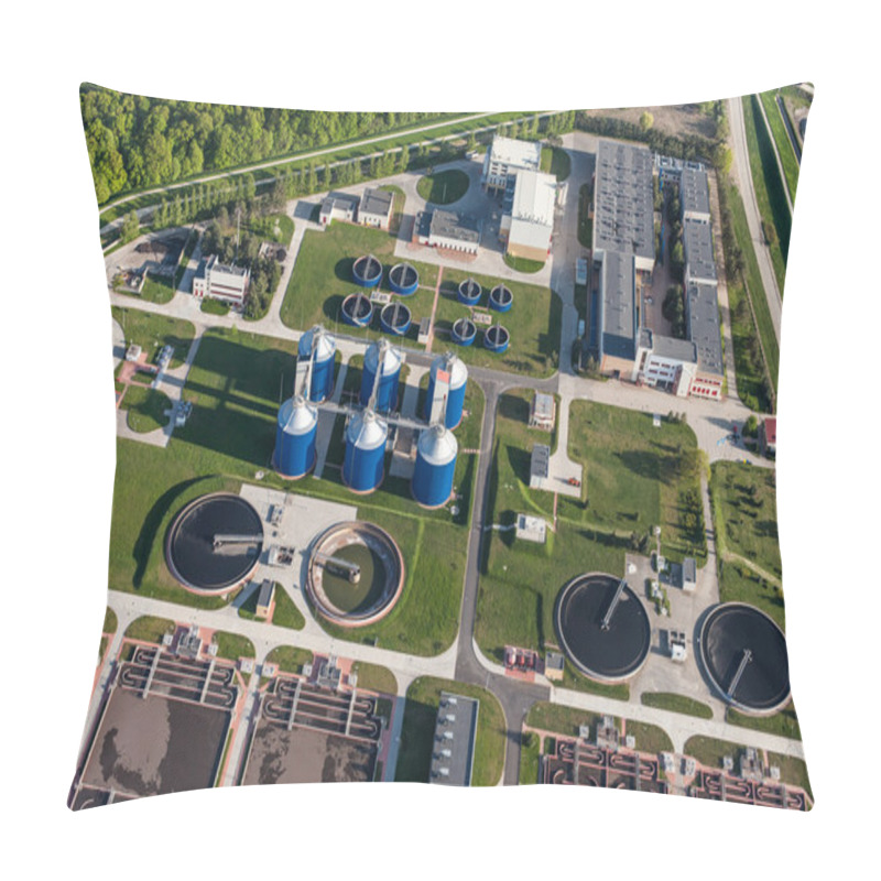 Personality  Aerial View Of Sewage Treatment Plant Pillow Covers