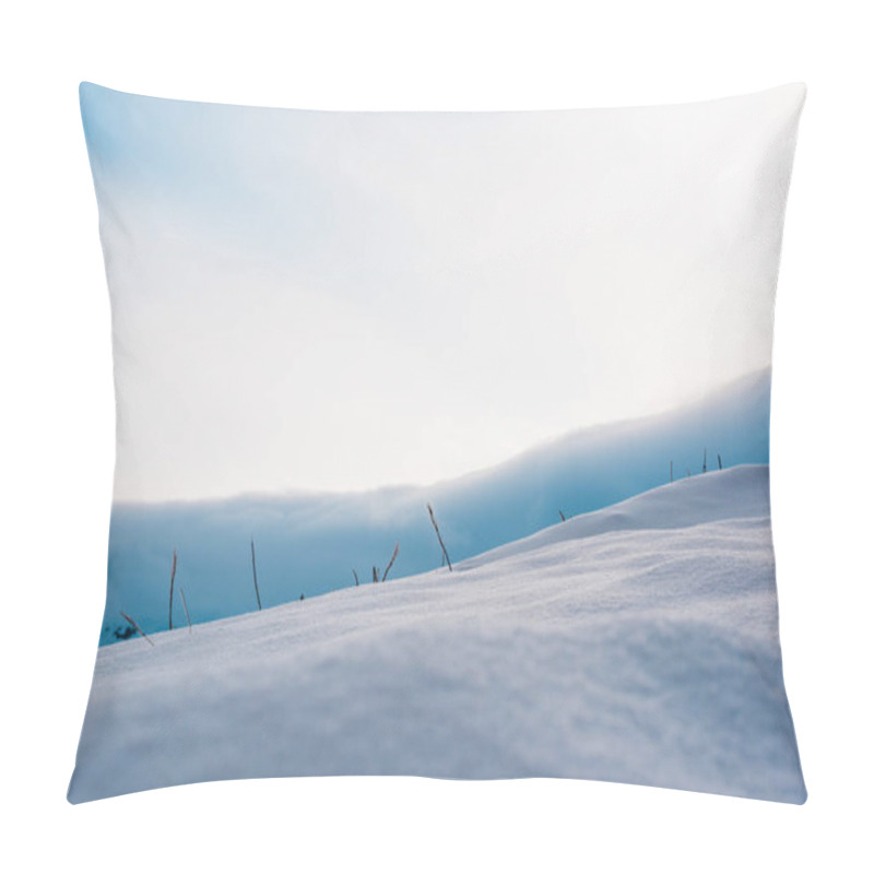 Personality  Scenic View Of Mountains Covered With Snow At Sunny Day Pillow Covers