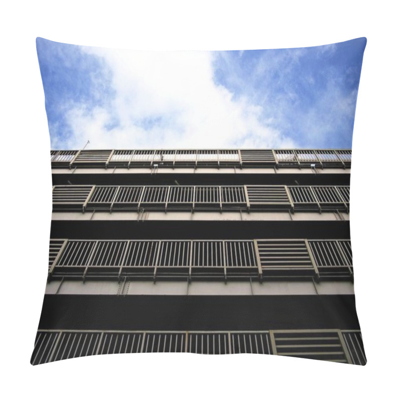 Personality  Building Structure And A Blue Sky With Clouds Pillow Covers