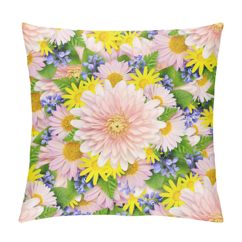 Personality  Asters And Wild Flowers Background Pillow Covers