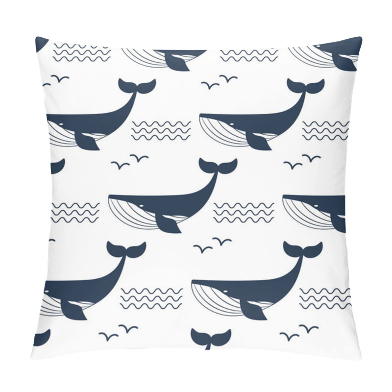 Personality  Vector Whale Illustration Aquatic Animal Seamless Pattern Background Pillow Covers