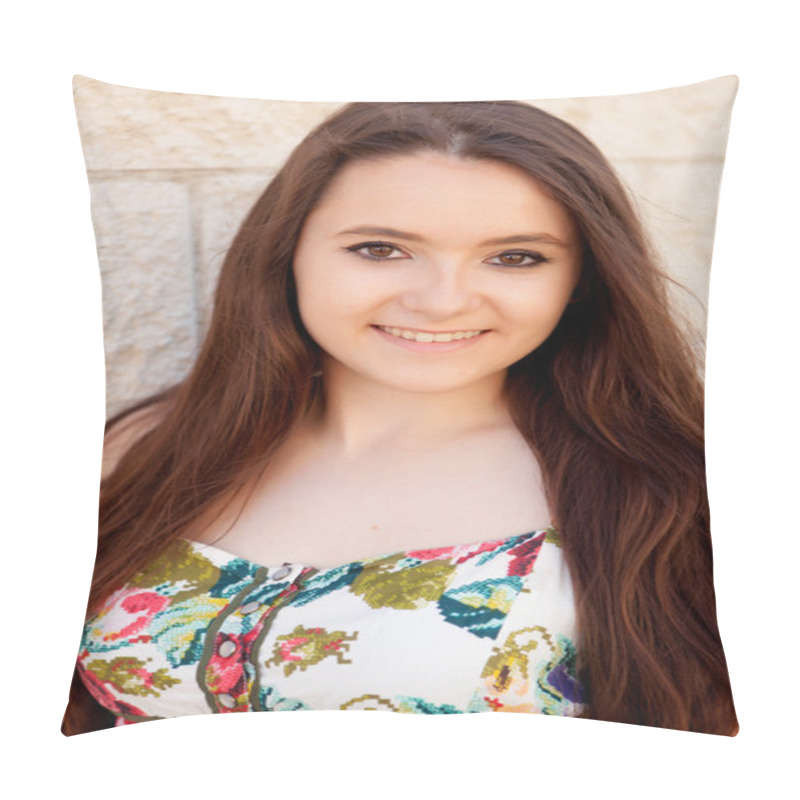 Personality  Brunette Girl With Long Hair Pillow Covers