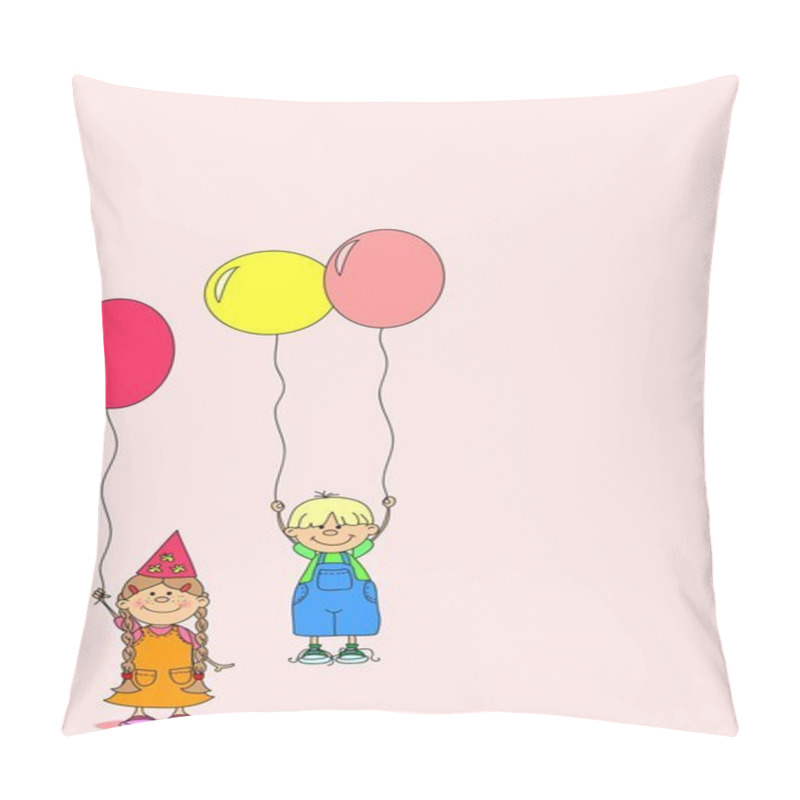 Personality  Girl And Boy Holding A Balloon Heart Pillow Covers