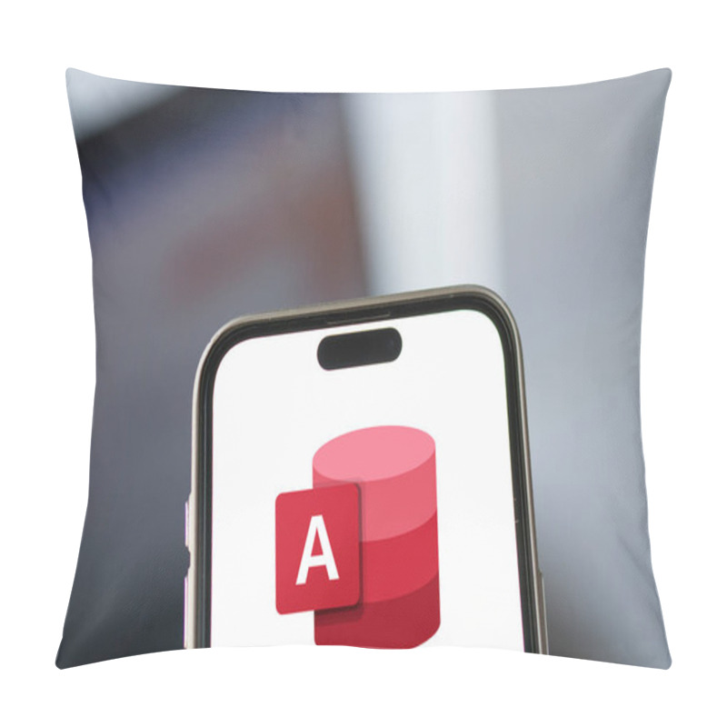 Personality  Dhaka, Bangladesh- 05 Oct 2024: Microsoft Access Logo Is Displayed On Smartphone. Pillow Covers