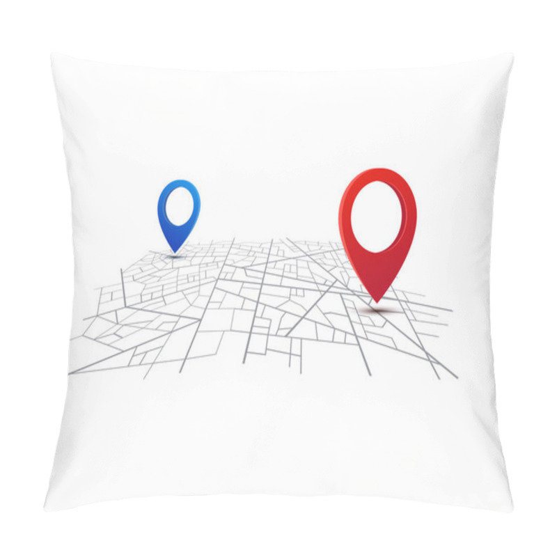 Personality  Map GPS Navigation. Map With Pins. Pillow Covers