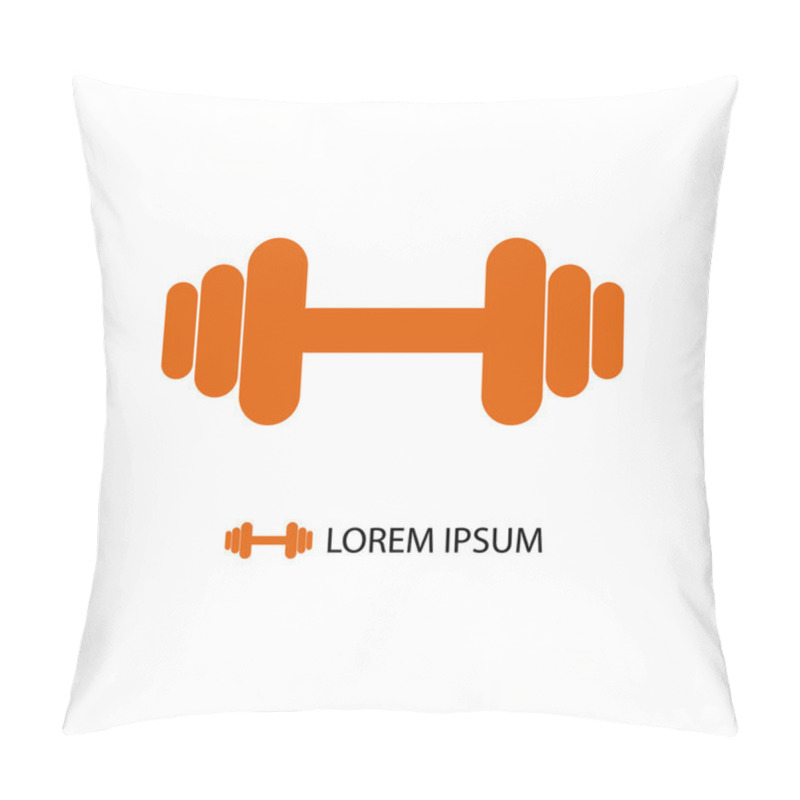 Personality  Orange Dumbbell As Logo  On White Pillow Covers