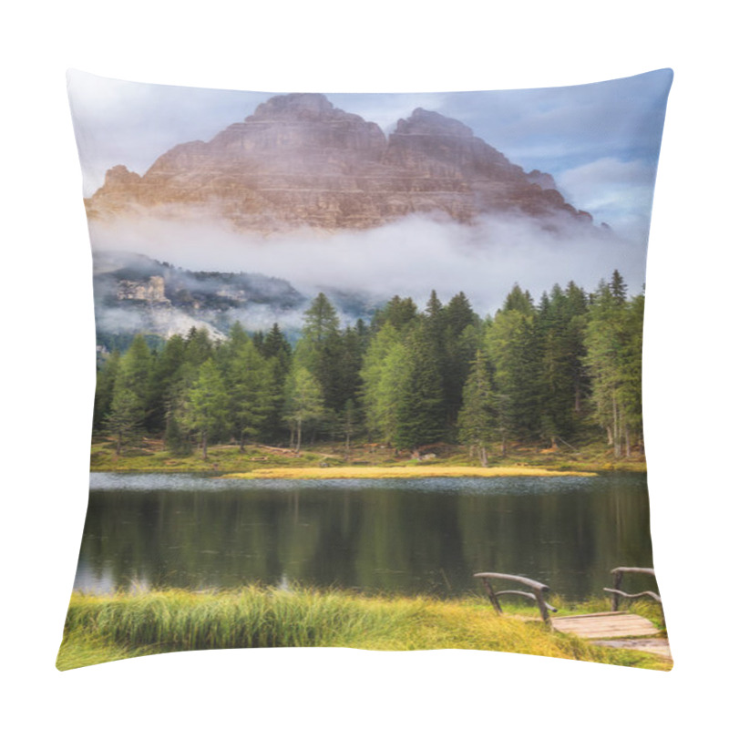 Personality  Antorno Lake With Famous Tre Cime Di Lavaredo (Drei Zinnen) Mount. Dolomite Alps, Province Of Belluno, Italy, Europe. Beauty Of Nature Concept Background. Pillow Covers