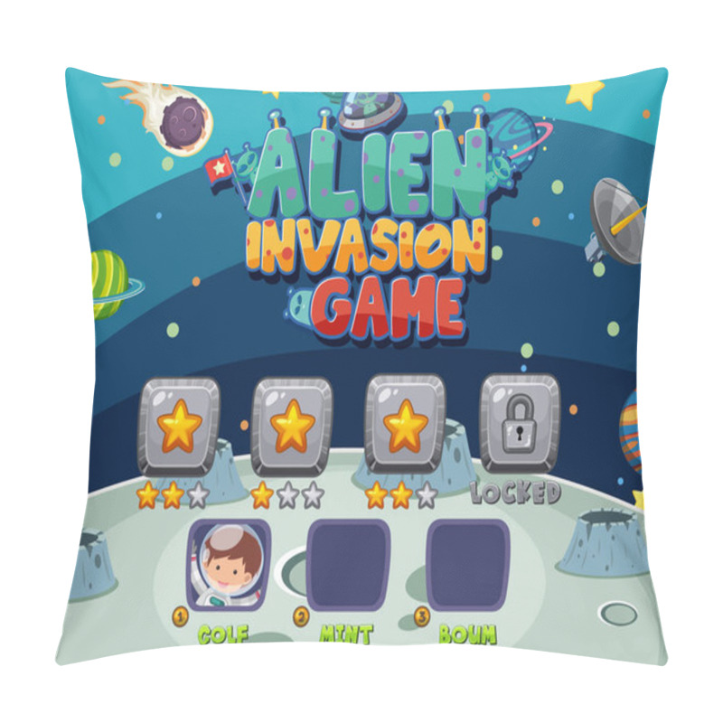 Personality  Game Template With Alien Invasion In The Space Illustration Pillow Covers