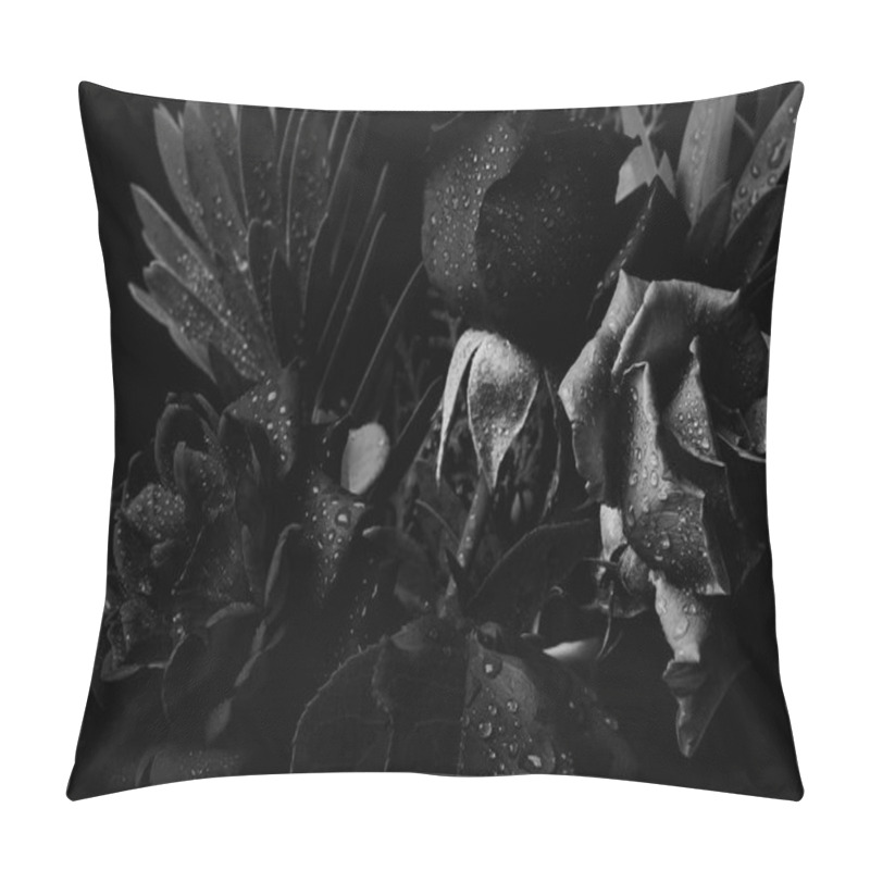 Personality  Black And White Bouquet Studio Backdrop Shot Pillow Covers