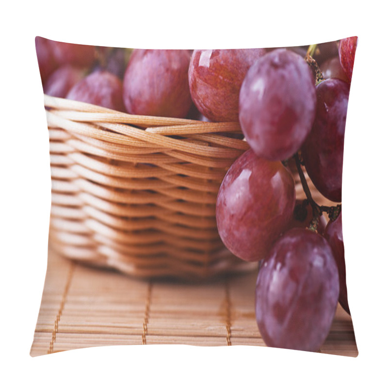 Personality  Still Life: Wicker Basket With Grapes In Braided Pillow Covers