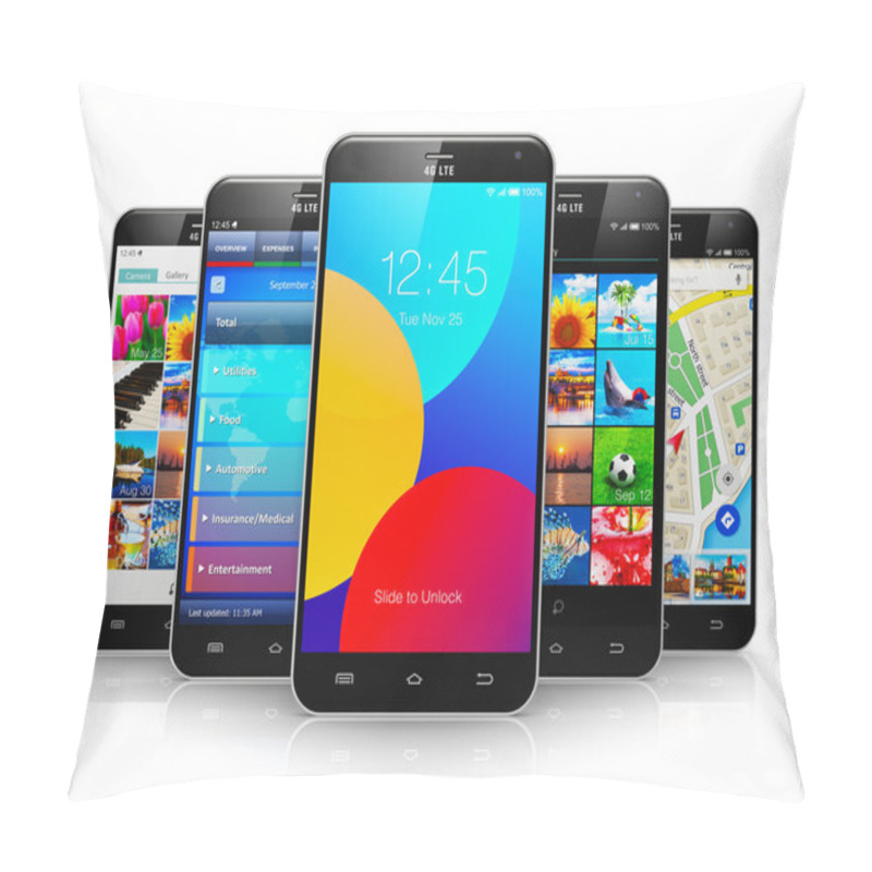 Personality  Collection Of Modern Touchscreen Smartphones Pillow Covers