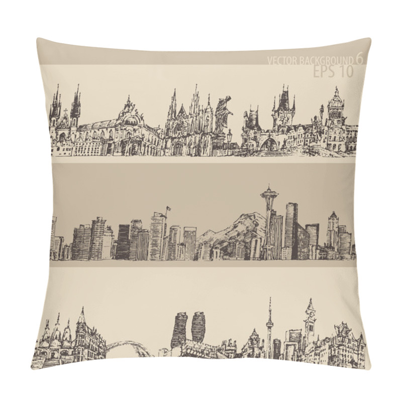 Personality  Hand Drawn City Set Pillow Covers