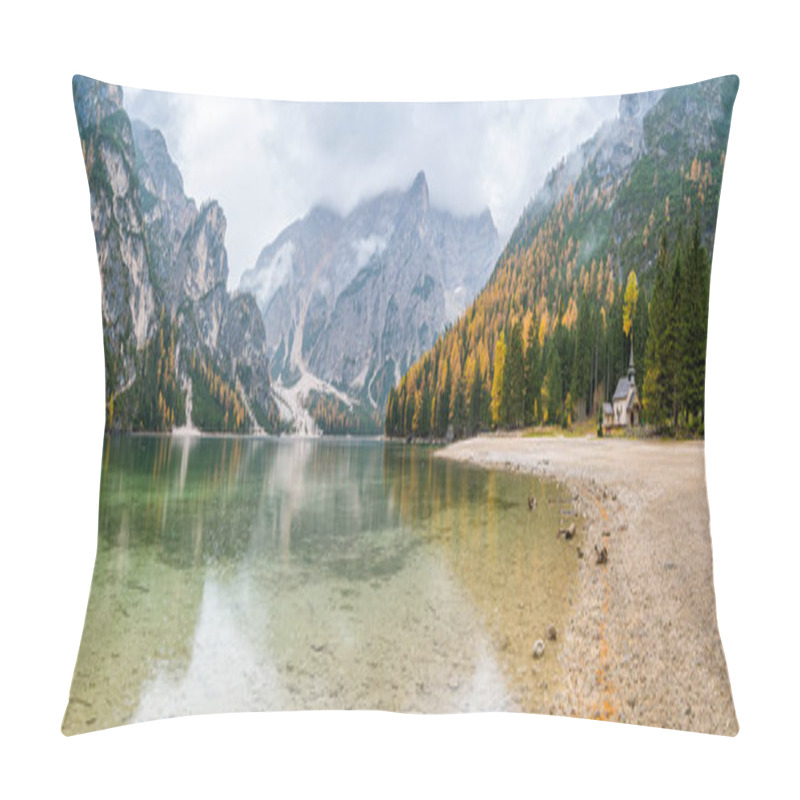 Personality  Foggy Autumn Morning At Lake Braies, Province Of Bolzano, Trentino Alto Adige, Italy. Pillow Covers