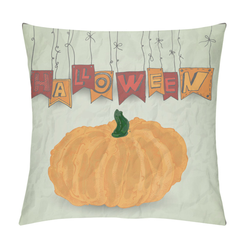 Personality  Halloween Pumpkin On Grey Background. Vector Illustration Pillow Covers