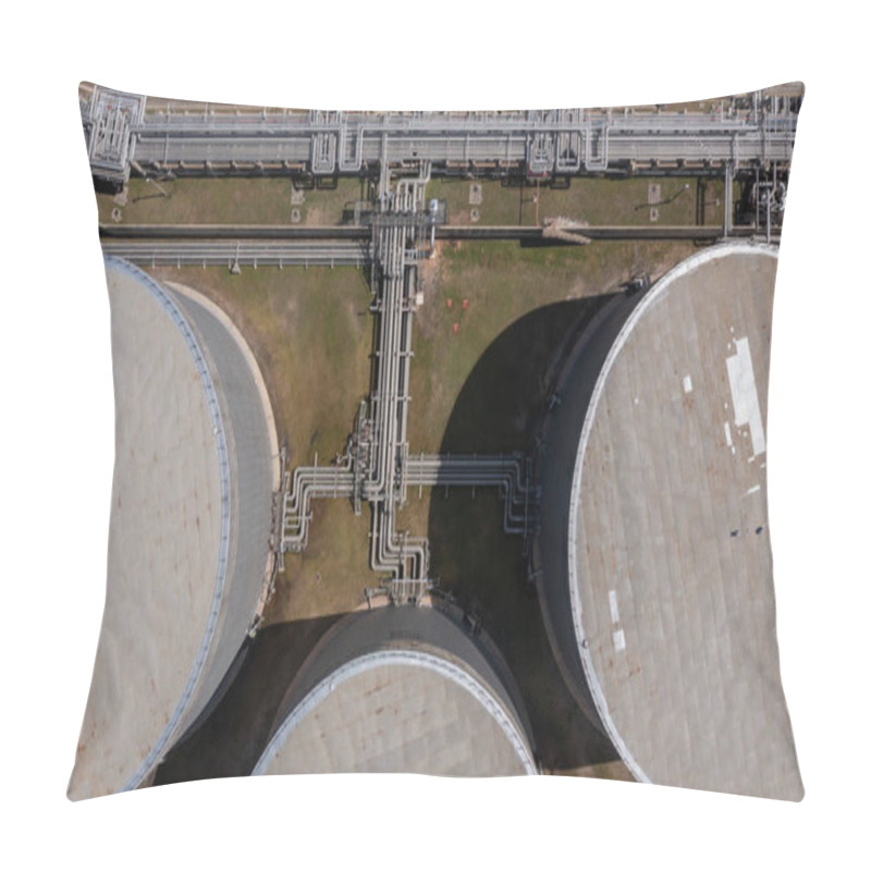 Personality  Aerial View Oil And Gas Storage Tank And Pipeline, Oil And Gas Storage Tank Chemical Petroleum Petrochemical Refinery Product Storage, Oil And Gas. Pillow Covers