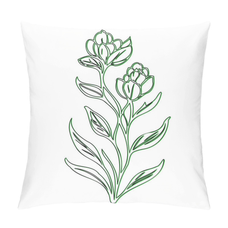 Personality  Line Art Floral Illustration With Two Flowers Pillow Covers