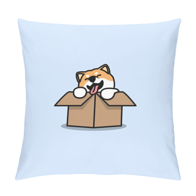 Personality  Cute Shiba Inu Dog In The Box, Vector Illustration Pillow Covers