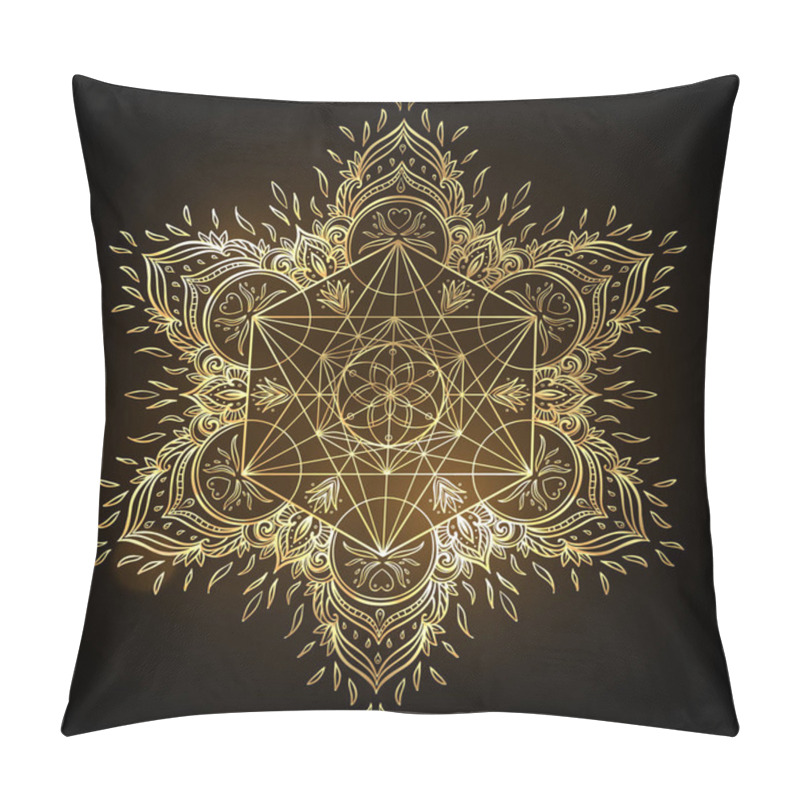 Personality  Decorative Mandala Round Pattern With Sacred Geometry Element Me Pillow Covers