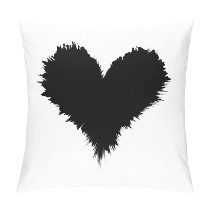 Personality  Brush Marks Heart Shape, Stain Ink, Hand Drawn Paint, Artistic Brush Pillow Covers