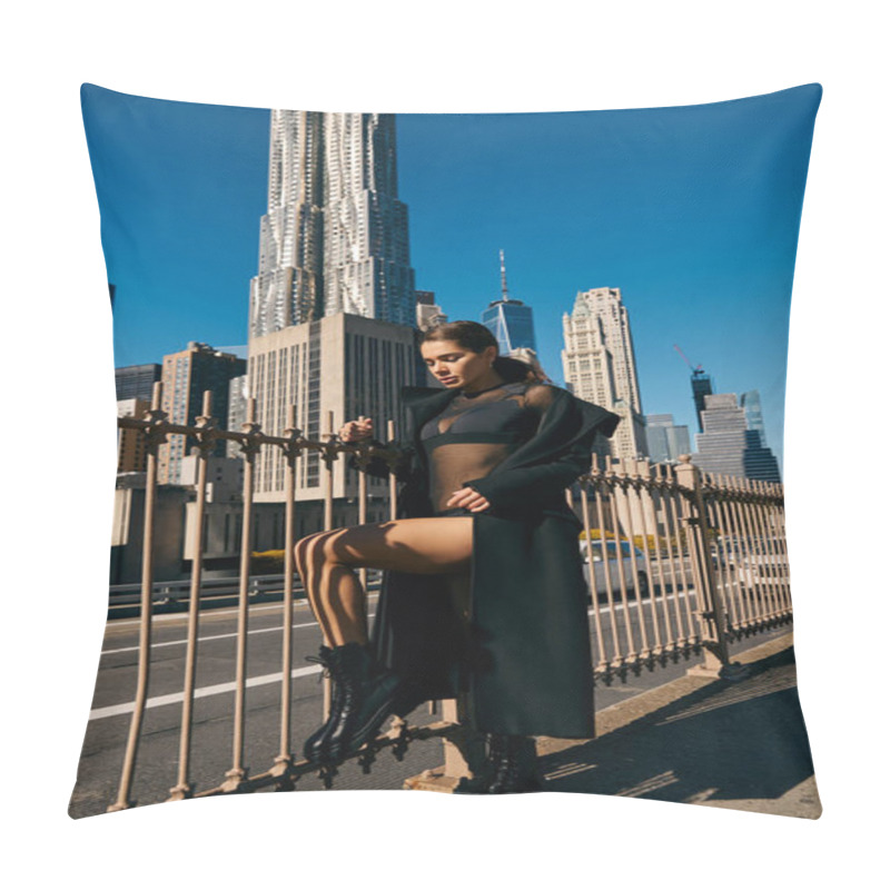 Personality  A Young Woman Dances On A New York City Street, Bathed In Sunlight. Pillow Covers