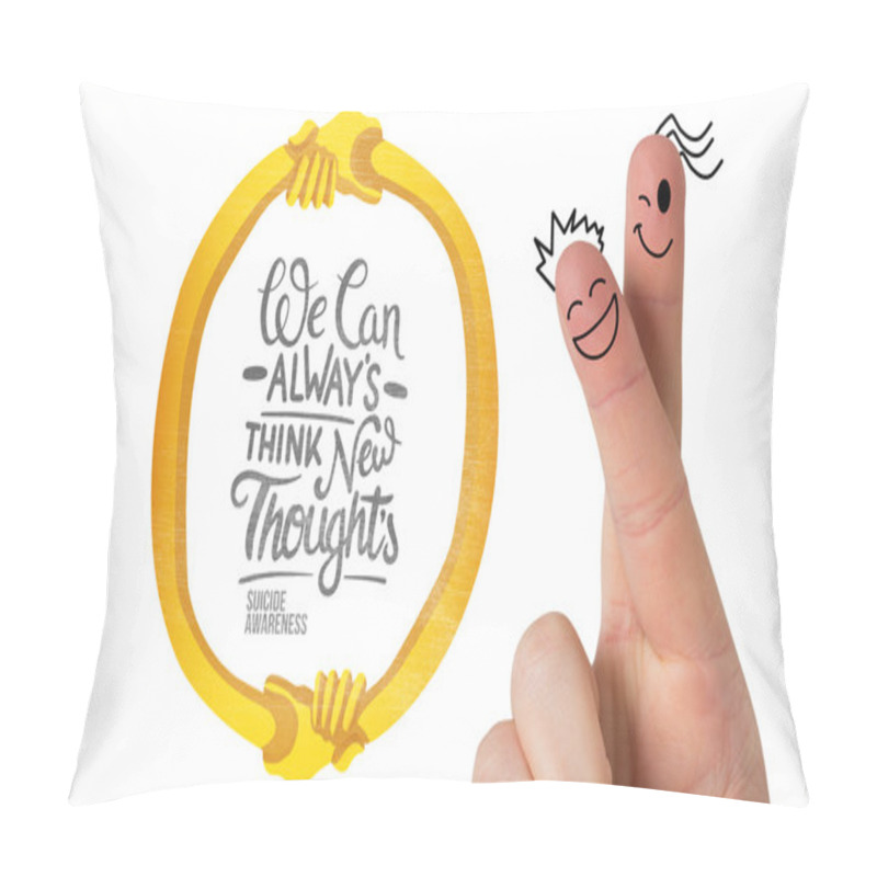 Personality  Fingers Smiling Against Suicide Awareness Pillow Covers