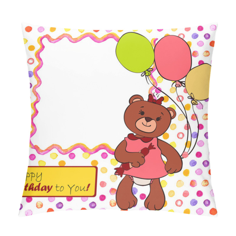 Personality  Card With Bear Girl Pillow Covers